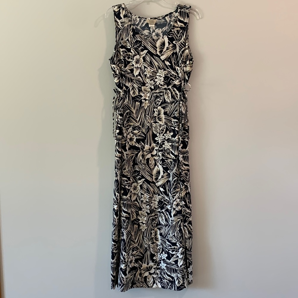 TEDDI - vintage Hawaiian dress, M, black/beige/white